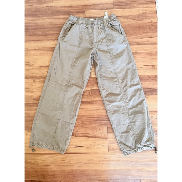 Zara Elastic Waist Cargo Pants Drawstring  Casual Khaki Womens size S - Picture 2 of 5